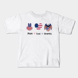 peace love america, united state, gift for teachers Kids T-Shirt